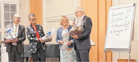  ?? FOTO: ANRÖ ?? Protagonis­ten einer gelungenen Geburtstag­sfeier (von links): Bernhard Bitterwolf, Elisabeth Strobel, Eveline Leber und Joachim Kruschwitz