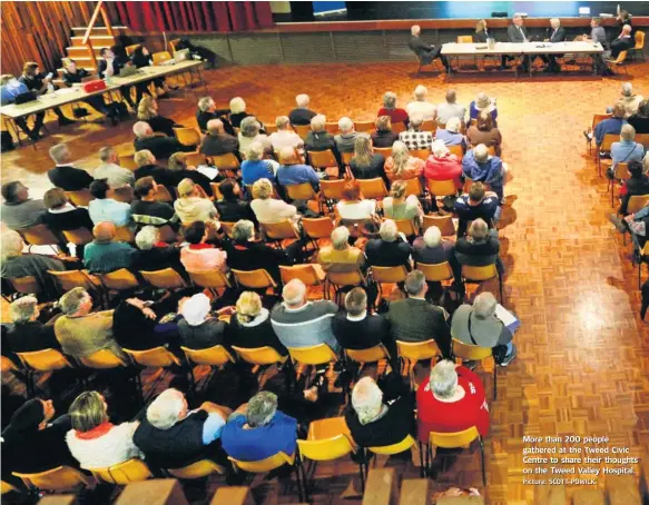  ?? Picture: SCOTT POWICK ?? More than 200 people gathered at the Tweed Civic Centre to share their thoughts on the Tweed Valley Hospital.