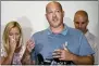  ?? AP PHOTO/JOHN MINCHILLO ?? Joseph Petito, father of Gabby Petito, whose death on a cross-country trip has sparked a manhunt for her boyfriend Brian Laundrie, speaks during a news conference, Tuesday, Sept. 28, 2021, in Bohemia, N.Y.