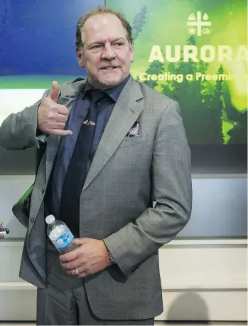  ?? COLE BURSTON/BLOOMBERG ?? Terry Booth, chief executive of Aurora Cannabis Inc., says the acquisitio­n of MedReleaf Corp for $3.2B in stock “gives us a footprint in Ontario — it prepares us properly for the adult usage market.”