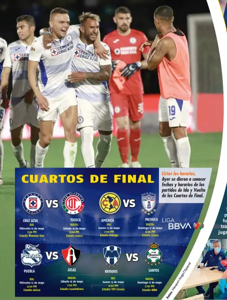  ??  ?? Listos los horarios.
Ayer se dieron a conocer fechas y horarios de los partidos de Ida y Vuelta de los Cuartos de Final.