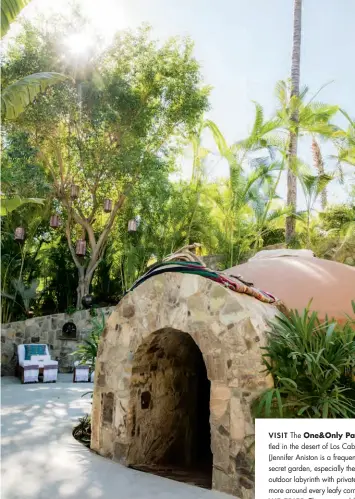  ??  ?? From top: The ceramic dome where the temazcal treatment goes down; the hot and cold plunge pools; lounge chairs at the private relaxation pools; the spa’s inner courtyard