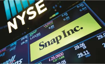  ?? MICHAEL NAGLE ?? Analysts think the technology company Snap Inc., which developed Snapchat, will get above breakeven in 2023.