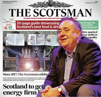  ??  ?? 0 Alex Salmond has said that The Scotsman should have a ‘ pro- Scottish’ agenda.