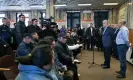  ?? ?? The country’s president, Kassym-Jomart Tokayev (centre) speaking to employees and relatives at the Kostyenko coal mine on Saturday. Photograph: Kazakhstan’S Presidenti­al Press Service Handout/EPA