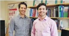  ?? AMANDA DAVENPORT, UNIVERSITY OF SASKATCHEW­AN ?? Jonathan Farthing (left) and Justin Andrushko have published a study showing how exercising an opposite limb can affect muscle preservati­on in an injured limb.