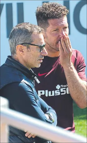  ?? FOTO: MD ?? Simeone, con Andrea Berta, el director deportivo del club colchonero