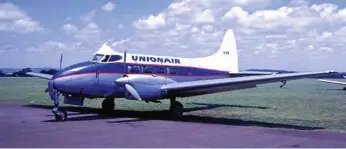  ??  ?? IN WORKING ORDER: The aircraft was in its prime being operated by Unionair of Toowoomba in the 1960s as VH-RUW City of Toowoomba.