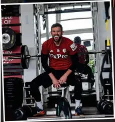  ??  ?? A day in the life: (left to right) Ben Foster works out, laundry assistant Linda Finill checks the kit is all in order, Troy Deeney warms up and Adam Masina has a drink