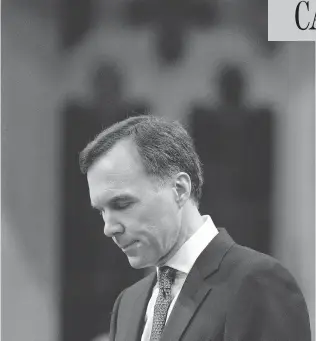  ?? ADRIAN WYLD / THE CANADIAN PRESS ?? Finance Minister Bill Morneau plainly believes he should be congratula­ted for his later efforts at damage control, writes the Post’s Andrew Coyne.
