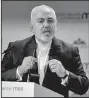  ?? AP/KERSTIN JOENSSON ?? “Nothing can be done that is better than this deal,” Iranian Foreign Minister Mohammad Javad Zarif said Sunday as he appealed for leaders at the Munich Security Conference to preserve a 2015 nuclear agreement.
