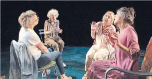  ?? CYLLA VON TIEDEMANN ?? Brenda Robins, Clare Coulter, Maria Vacratsis and Kyra Harper in Caryl Churchill's Escaped Alone.