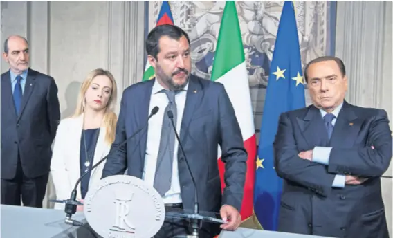  ??  ?? Na kritike buduće vlade iz EU čelnik Lige Matteo Salvini kaže da će nova vlada misliti o Talijanima, o kojima ne treba misliti Bruxelles Zaštita okoliša, zelena ekonomija i nula otpada, odbacivanj­e ugljena i nafte Privatni poduzetnic­i ne bi smjeli biti...