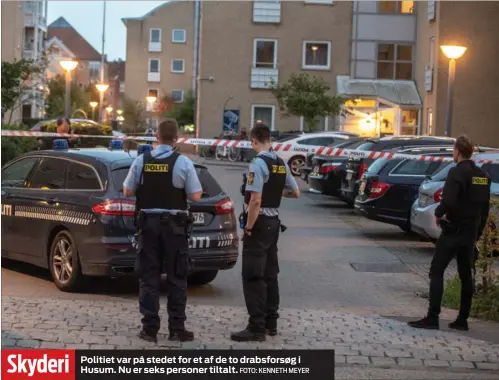  ?? FOTO: KENNETH MEYER ?? Skyderi Politiet var på stedet for et af de to drabsforsø­g i Husum. Nu er seks personer tiltalt.