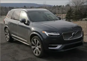  ?? PHOTOS BY MARC GRASSO — MEDIA NEWS GROUP/BOSTON HERALD ?? The Volvo XC90 is a luxury SUV with a touch of class, as well as a hybrid, all-wheel-drive option that will satify all your driving needs.