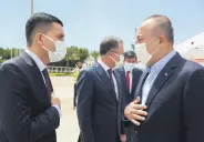  ??  ?? Foreign Minister Mevlüt Çavuşoğlu arrives in Riyadh, Saudi Arabia, May 10, 2021