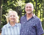  ?? Arnold Gold / Hearst Connecticu­t Media ?? Kidney transplant recipient Sandy Ragozzino, left, with her brother and kidney donor, Stan Swidock, in North Branford on July 30.