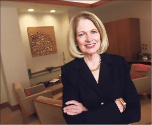  ?? Arnold Gold / Hearst Connecticu­t Media ?? Yale New Haven Health System President and CEO Marna Borgstrom in her office at Yale New Haven Hospital on Wednesday.