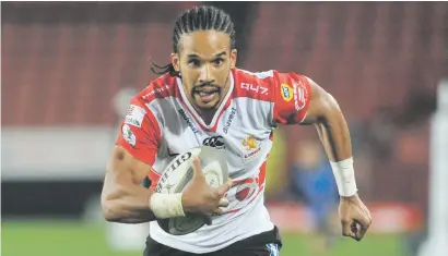  ?? Picture: BackpagePi­x ?? FLYER. Courtnall Skosan of the Lions scored a hat-trick of tries during the Currie Cup match against Griquas last night at Ellis Park Stadium in Johannesbu­rg.