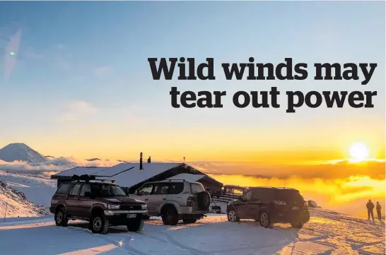  ?? Photos / Tukino Skifield, Nasa ?? The calm before the storm at Tukino Alpine Village, Mt Ruapehu, this week. Below (left), a satellite image of cloudy New Zealand.