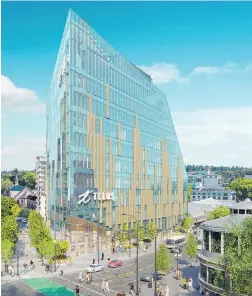  ?? VIA TELUS ?? Artist’s rendering of Telus Ocean building, proposed for downtown Victoria.
