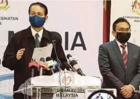  ?? (Foto Mohd Fadli Hamzah/bh) ?? Dr Noor Hisham pada sidang media harian berkaitan jangkitan COVID-19 di Putrajaya, semalam.