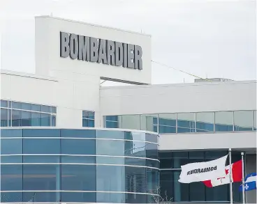  ?? GRAHAM HUGHES / THE CANADIAN PRESS ?? Bombardier’s stock fell 6.6 per cent early Monday, before closing at $2.14 on the Toronto Stock Exchange, a decline of four per cent.