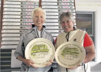  ?? Joyce Bassett / Times Union ?? Anne Van Buren, left, of Pinehaven, and Mary Ellen Burt of Mohawk took low net honors at the Sarah Hunter Spring Classic in Manchester, Vt., on Sunday.