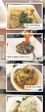  ??  ?? Rock Lobster Green Curry Jungle Curry Beef