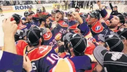  ?? STEVE RUSSELL/STAFF FILE ?? The Norfolk Admirals celebrate their 6-1 victory over the Toronto Marlies on June 9, 2012, at Ricoh Coliseum in Toronto to win the Calder Cup in a series sweep.