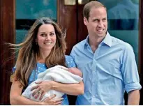  ??  ?? Britain’s Prince William and his wife Catherine, Duchess of Cambridge with their baby son, Prince George outside the Lindo Wing of St Mary’s Hospital, in Central London (Reuters Photo)