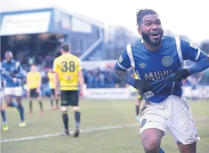  ?? Peter Hilton Photograph­y ?? Tyrone Marsh celebrates his winning goal against Guiseley