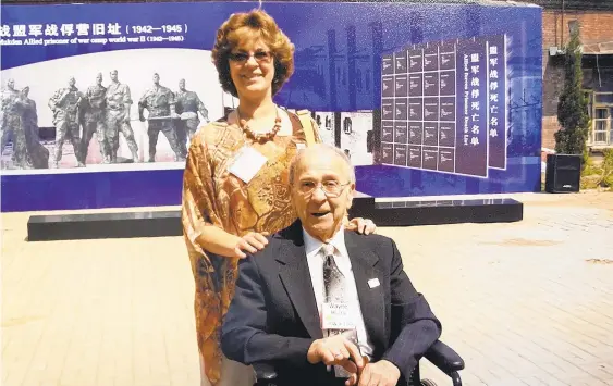  ?? CONTRIBUTE­D BY DAWNE CLAY ?? Dawne Clay with her dad, ex-POW Wayne Miller, in 2007 when they visited the old Mukden POW camp in what used to be Manchuria. It’s in Shenyang, China, now, and the camp is a museum.