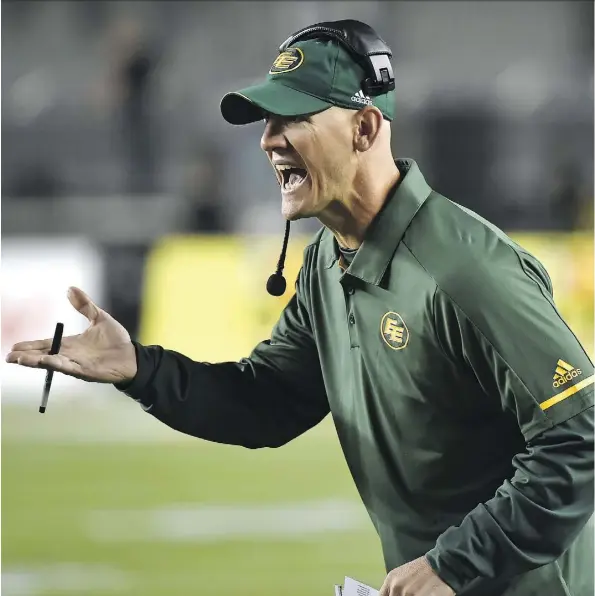  ?? ED KAISER ?? “It’s one of the worst winters we’ve had around there and with snow still on the ground, it seemed like mid-September,” says Edmonton Eskimos coach Jason Maas of moving mini-camp. “So it’s nice to be down in Vegas where it’s obviously much better.”