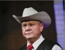  ?? BRYNN ANDERSON — THE ASSOCIATED PRESS FILE ?? Former Alabama Chief Justice and U.S. Senate candidate Roy Moore speaks at a rally, in Fairhope, Ala. According to a Washington Post story Nov. 9, an Alabama woman said Moore made inappropri­ate advances and had sexual contact with her when she was 14.