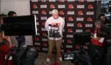  ?? TIM PHILLIS — FOR THE NEWS-HERALD ?? General Manager John Dorsey speaks at a news conference after the Browns signed Kareem Hunt on Feb. 11.