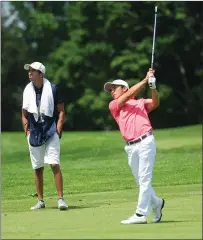  ?? Photo by Ernest A. Brown ?? Bishop Feehan graduate Davis Chatfield (above, right) shot a 2under par 67 to finish tied for 11th after the first day of the Northeast Amateur at Wannamoise­tt Country Club.