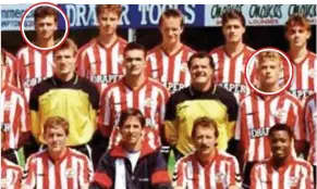  ??  ?? STARS: Southampto­n FC’s 1989 first team, with Dean Radford, circled left, and Alan Shearer, right