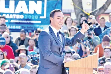  ??  ?? Castro addresses an event where his twin brother Juliàn announced his candidacy for president of the United States in his hometown of San Antonio,Texas. — AFP photo