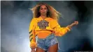  ??  ?? Singer Beyonce Knowles performing at the Coachella Valley festival in 2018