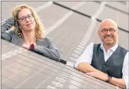  ??  ?? Greens co-leaders Lorna Slater and Patrick Harvey at Edinburgh University’s solar farm on the Easter Bush Campus on Friday