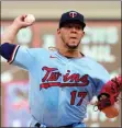  ?? The Associated Press ?? Minnesota Twins pitcher Jose Berrios throws against the L.A. Angels during a baseball game, July 24, in Minneapoli­s.