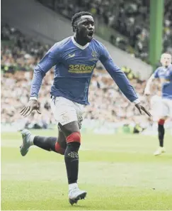  ?? ?? 0 Fashion Sakala celebrates scoring Rangers’ equaliser