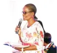  ?? ?? Prophetess Anna Moyounotsv­a expresses her views during an interactiv­e meeting to find ways to engage and counsel children who were recorded taking alcohol and also help their guardians at Zimbabwe House yesterday