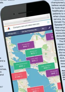  ??  ?? Amino’s procedure price comparison and provider informatio­n tools have drawn $45 million in investment­s since 2015.