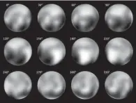  ?? AP/NASA ?? This set of images made by NASA’s Hubble Space Telescope showing Pluto at different angles should be surpassed by the New Horizons spacecraft as it gets nearer to the icy world.