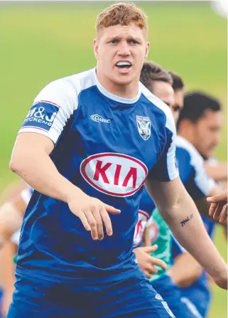  ?? Picture: NEWS LIMITED ?? UNDER FIRE: Dylan Napa at Bulldogs training on Tuesday.