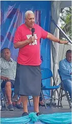  ?? Nicolette Chambers ?? FijiFirst Party leader, Voreqe Bainimaram­a addressing the crowd at Shirley Park in Lautoka on December 3, 2022. Photo: