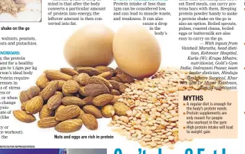  ??  ?? Nuts and eggs are rich in protein