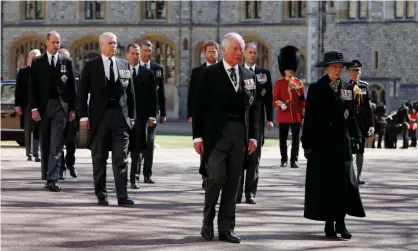  ?? ?? The funeral of Prince Philip, the Duke Of Edinburgh, in Windsor. Photograph: WPA/Getty Images